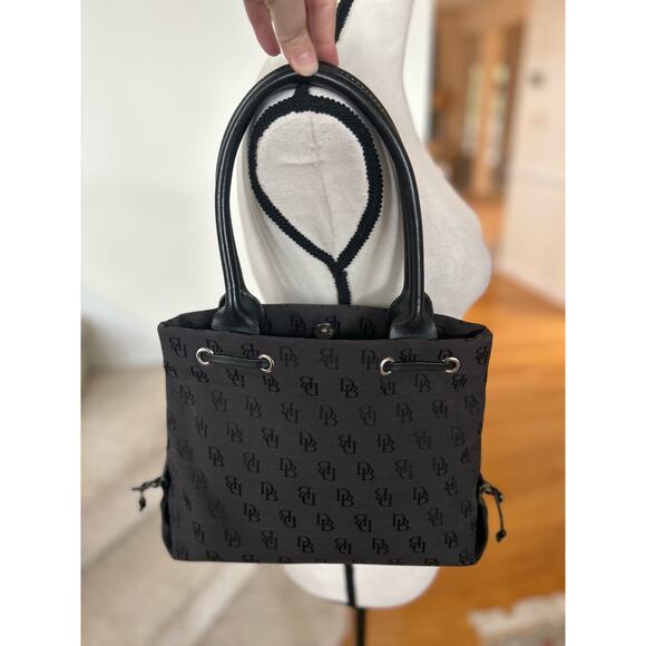 Vintage Dooney & Bourke Black Fabric & Leather Shoulder Bag - Picture 2 of 8